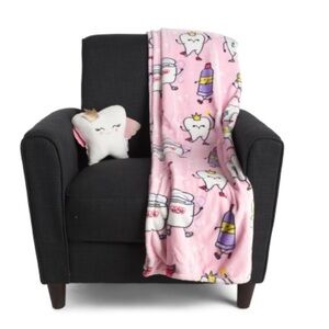 Pink Tooth Fairy Blanket and Pillow Set